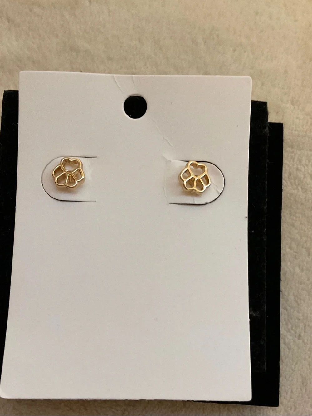 Gold Floral Outline Stud Earrings for Women